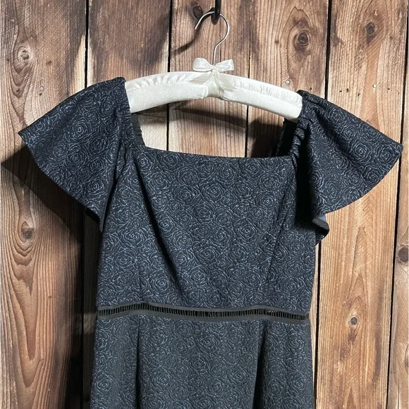 Rebecca Taylor Off The Shoulder Rose Jacquard Cutouts Sheath Dress Sz 6 - Picture 9 of 12